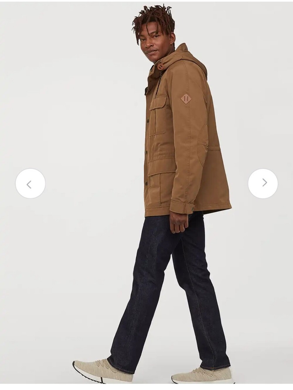 H&M Men's Hooded Field Jacket in Brown